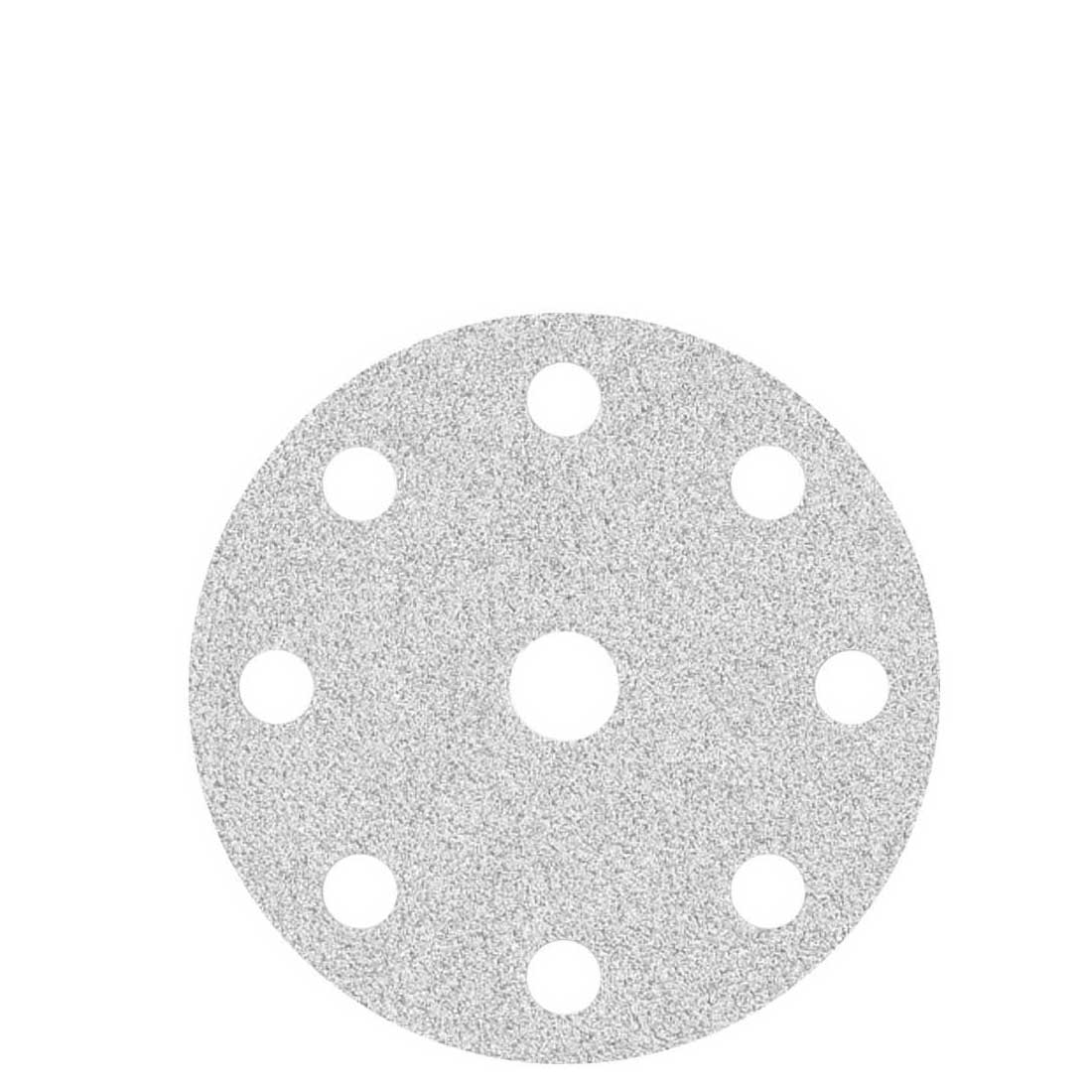 Dischi abrasivi velcrati MioTools per levigatrici rotorbitali, G40–400, Ø 150 mm / 9 fori / corindone normale con stearato